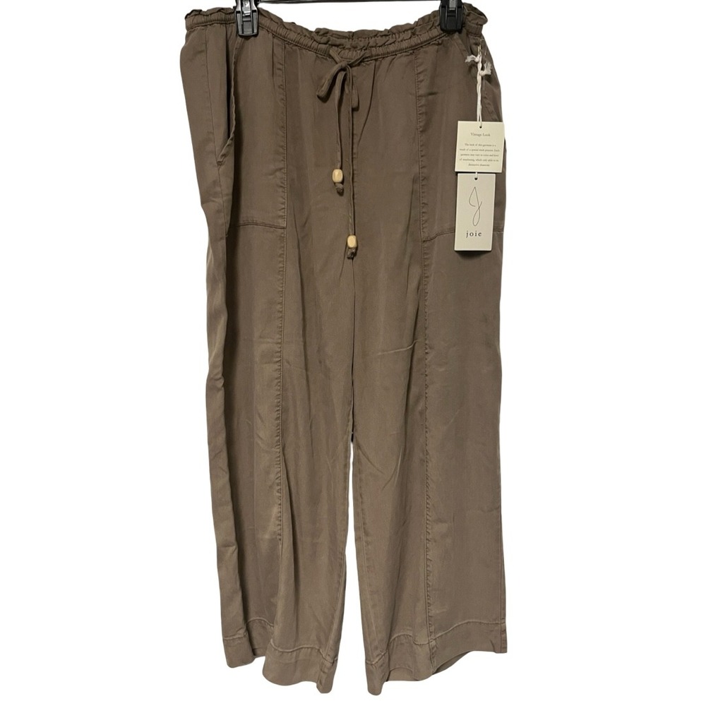 NWT Joie 100% Lyocell Wide Leg Drawstring Pants Brown Vintage Wash Size Medium